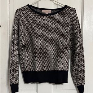 EUC Philosophy Geometric Black and Cream Sweater